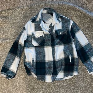 Plaid green and white flannel jacket! Super cute!